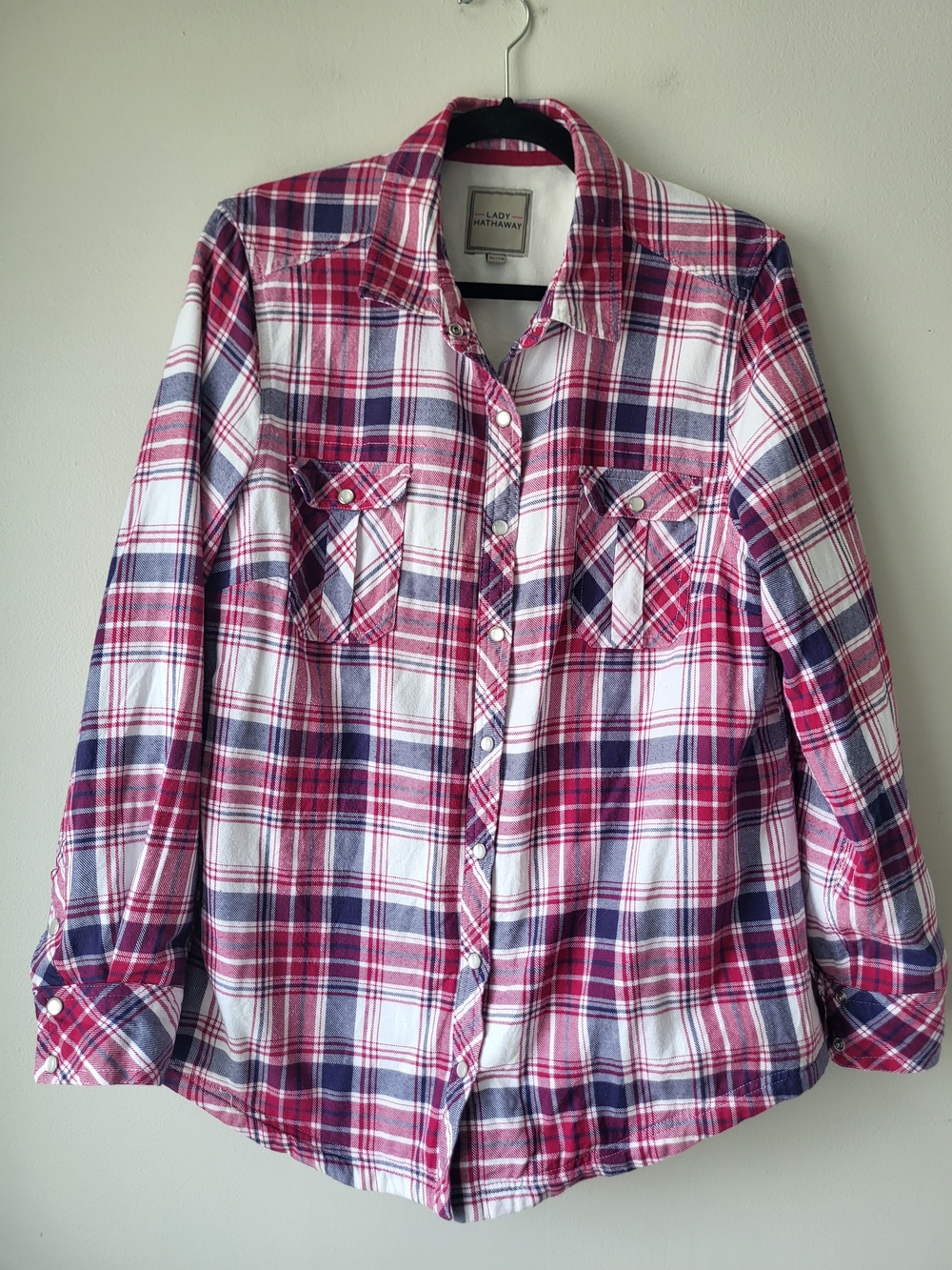 Lady Hathaway Red Plaid Button-Down Lined Cozy Countryside Shirt Jacket
